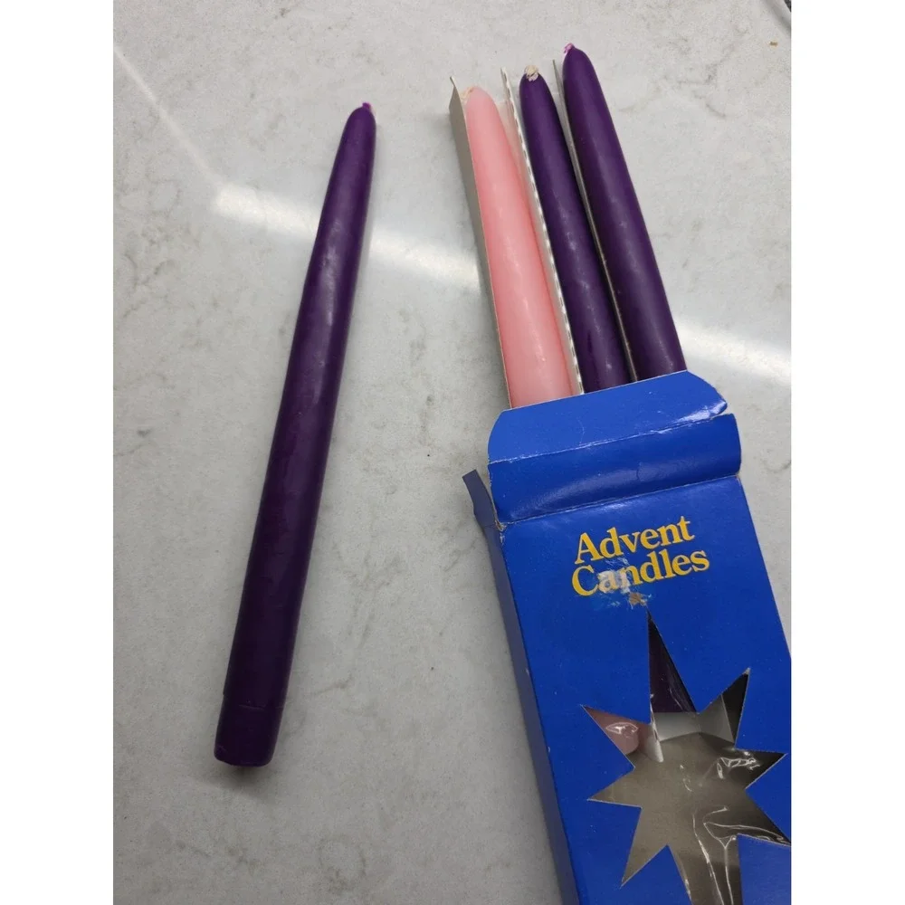 Vintage 1990 Williamsburg Soap & Candle Co Advent Candles Set Blue Box 4 Taper